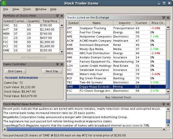 Stock Trader Game