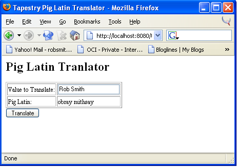 Tapestry Pig Latin Translator